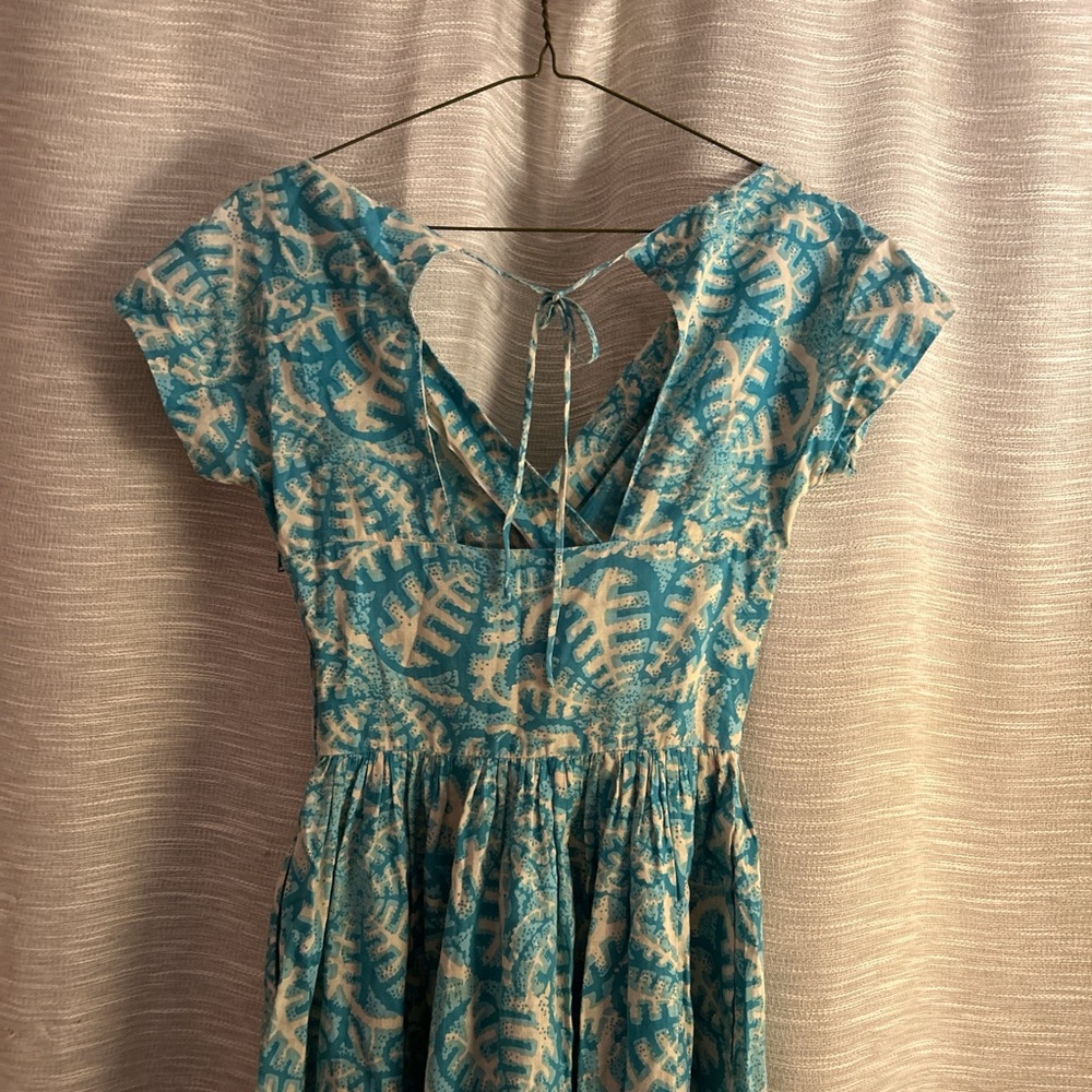 Blue and Cream Patterned Dress